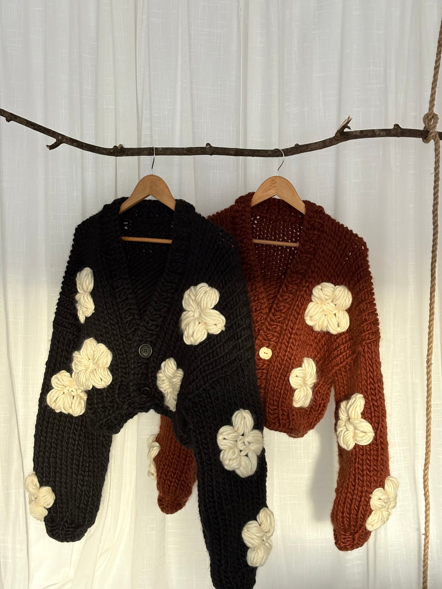 Black Floral Wool Sweater