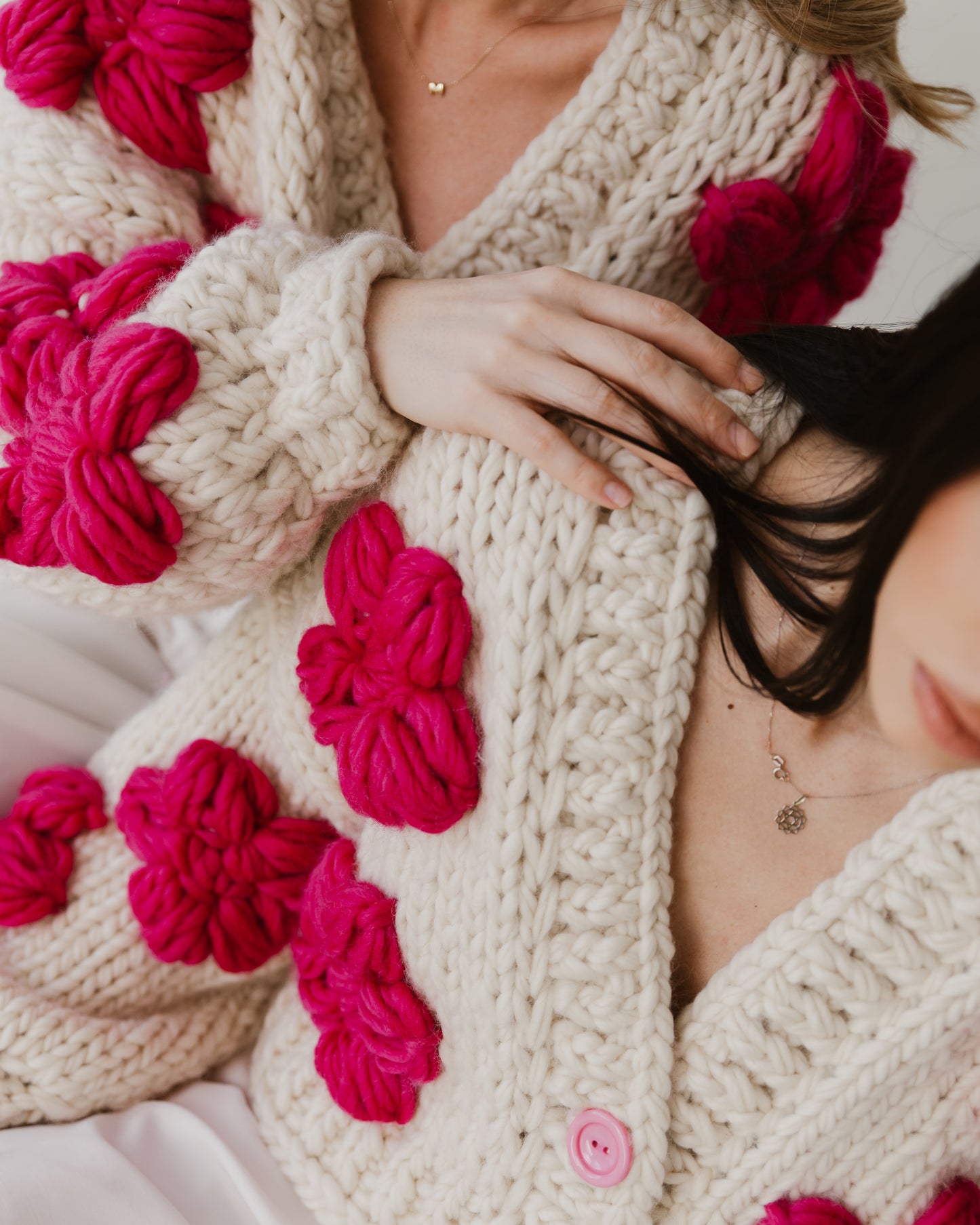 Cream floral wool sweater