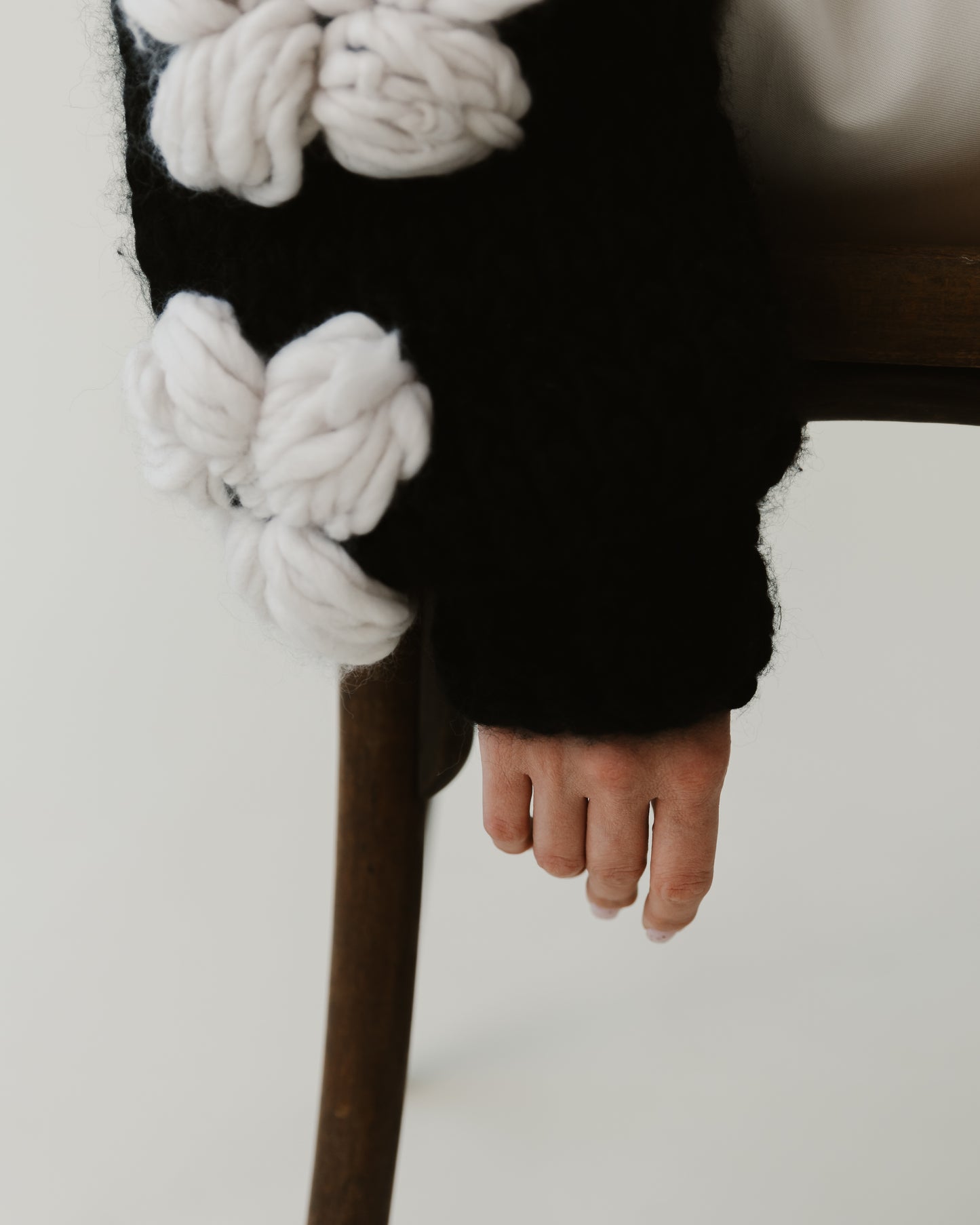 Black Floral Wool Sweater