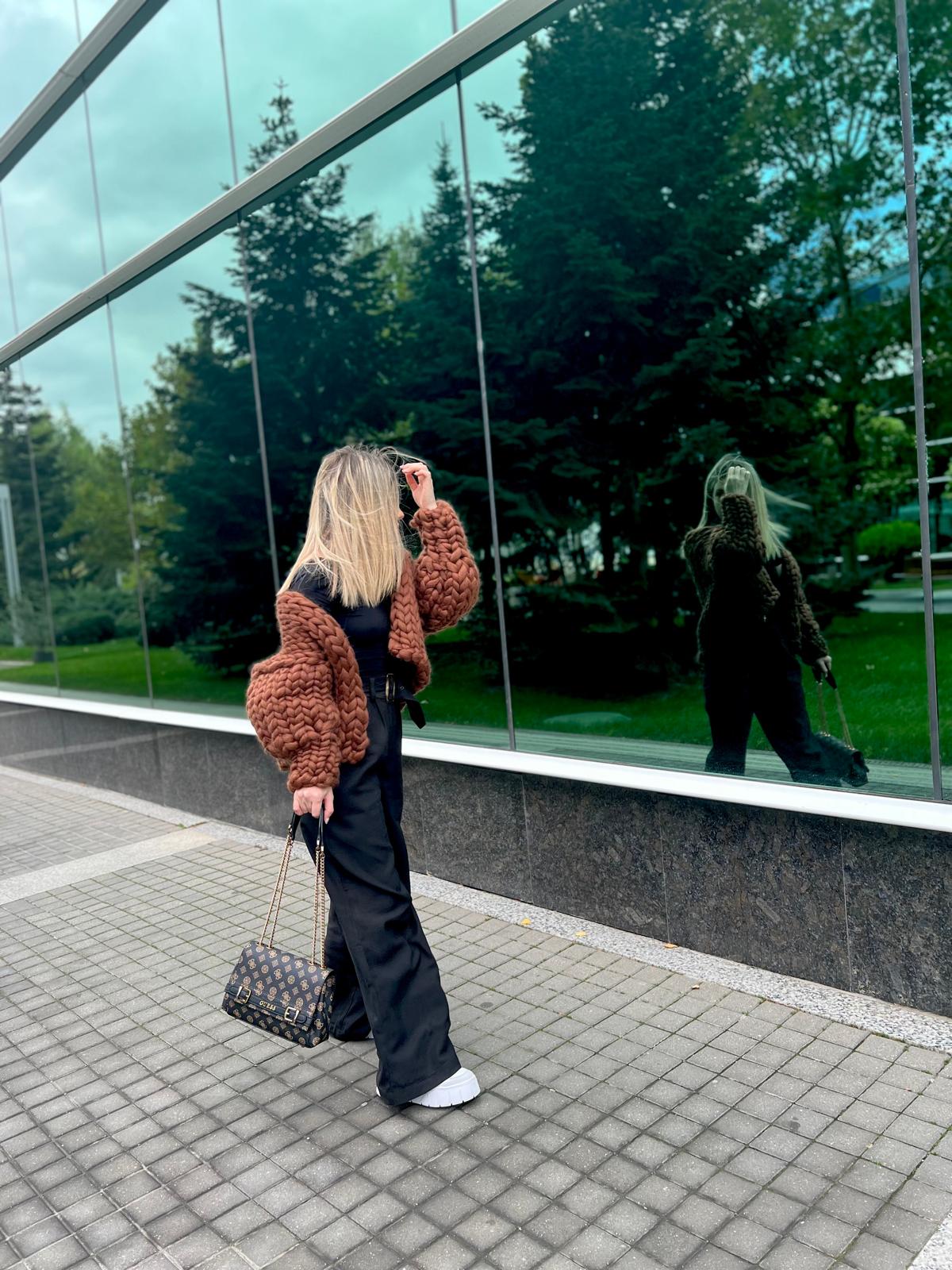 Jachetă din lână groasă de ciocolată