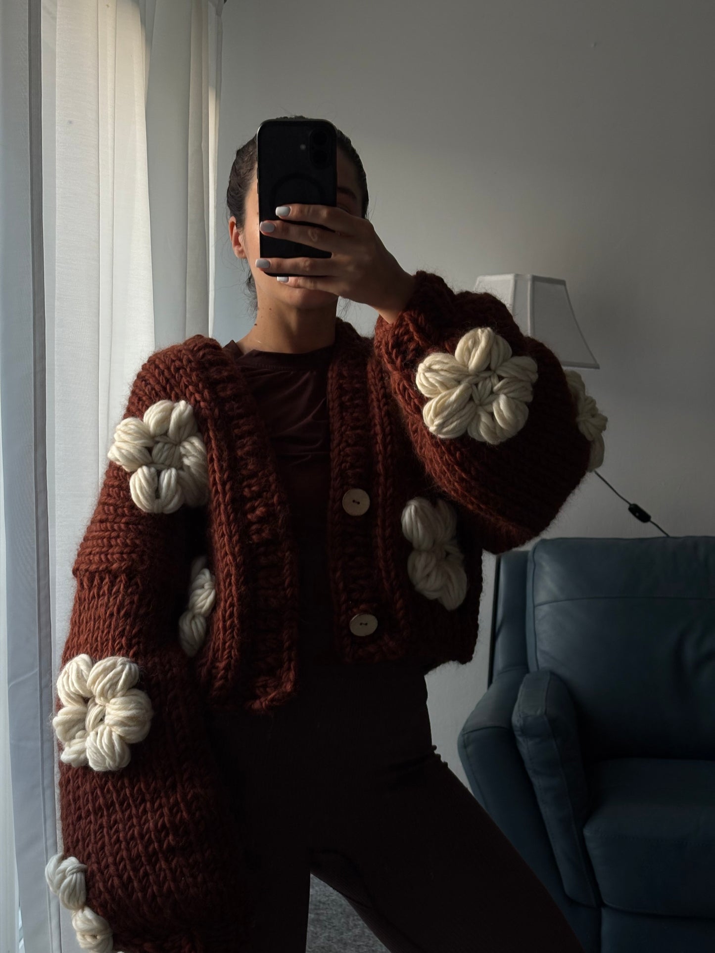 Brown Floral Sweater