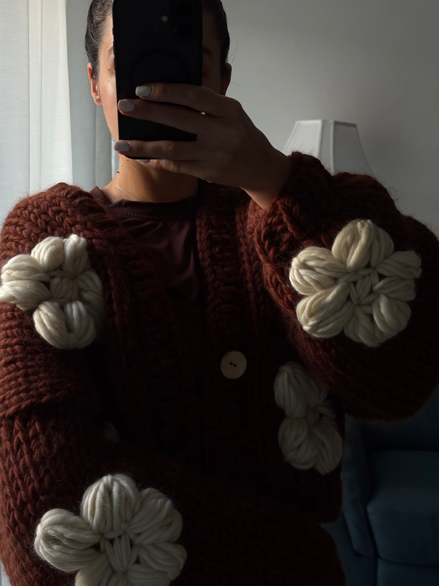 Brown Floral Sweater