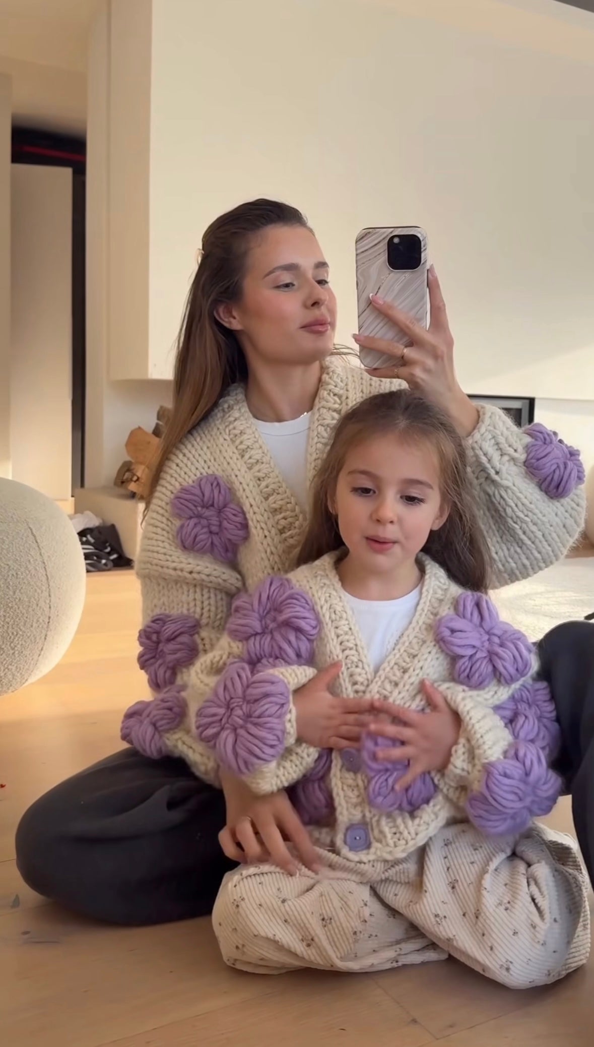 Mom&Daughter floral sweater set