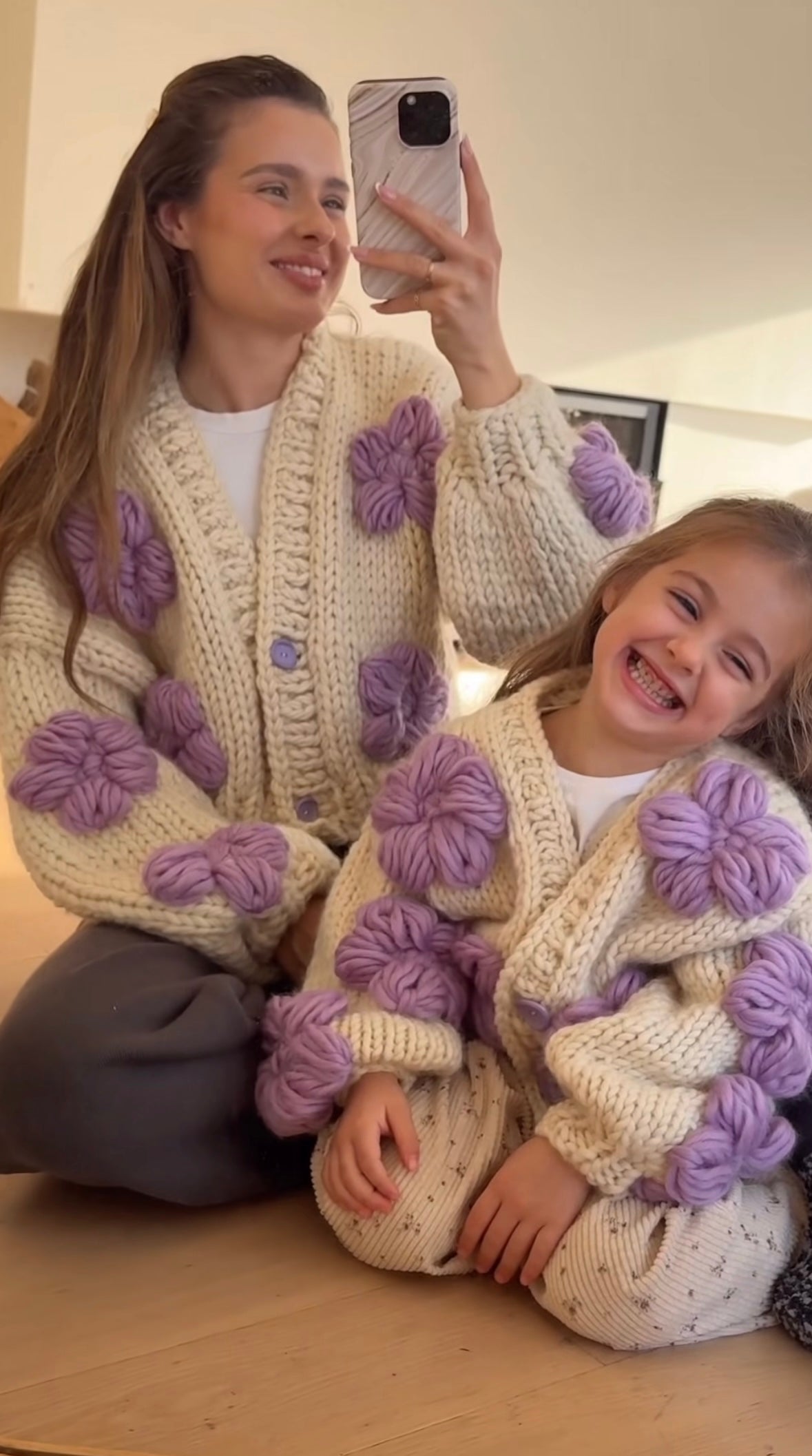 Mom&Daughter floral sweater set