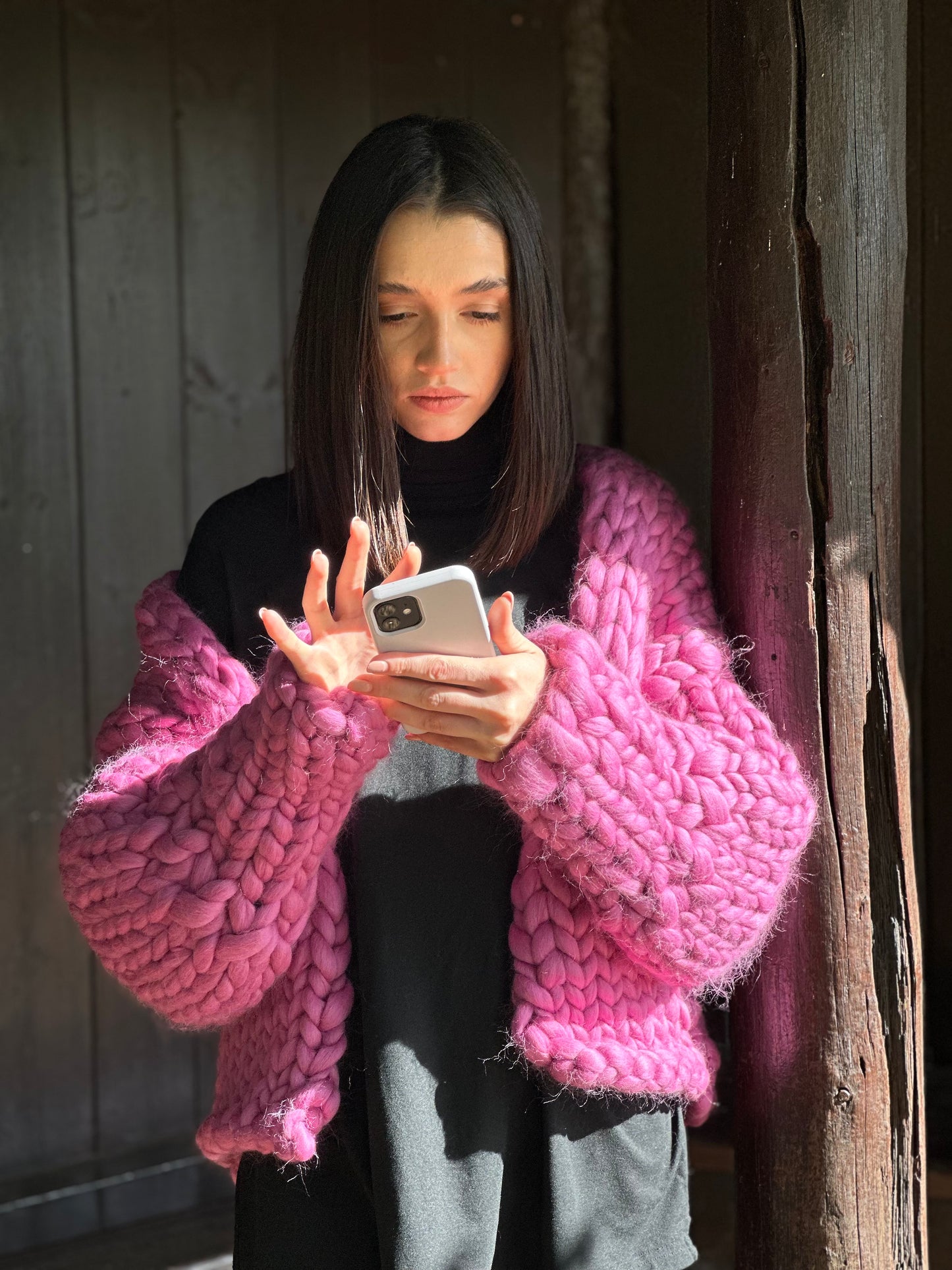 Magenta Chunky Wool Jacket