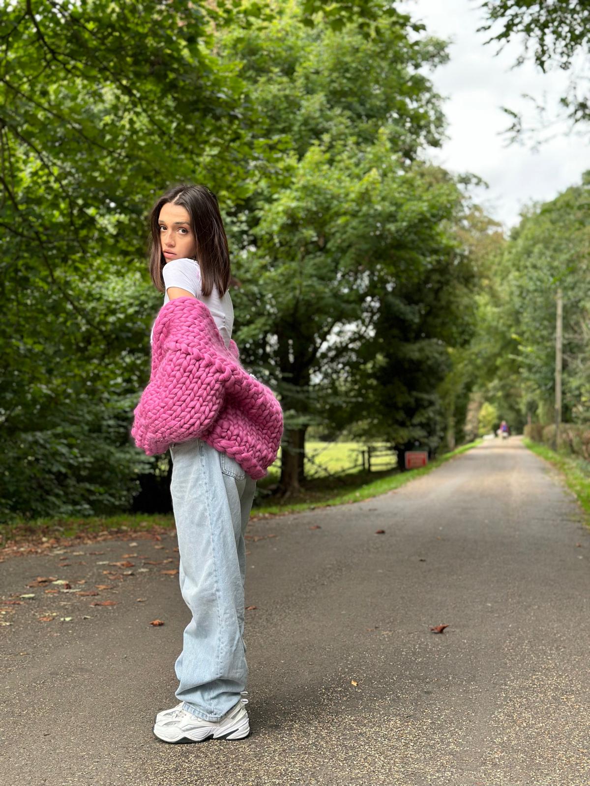 Magenta Chunky Wool Jacket