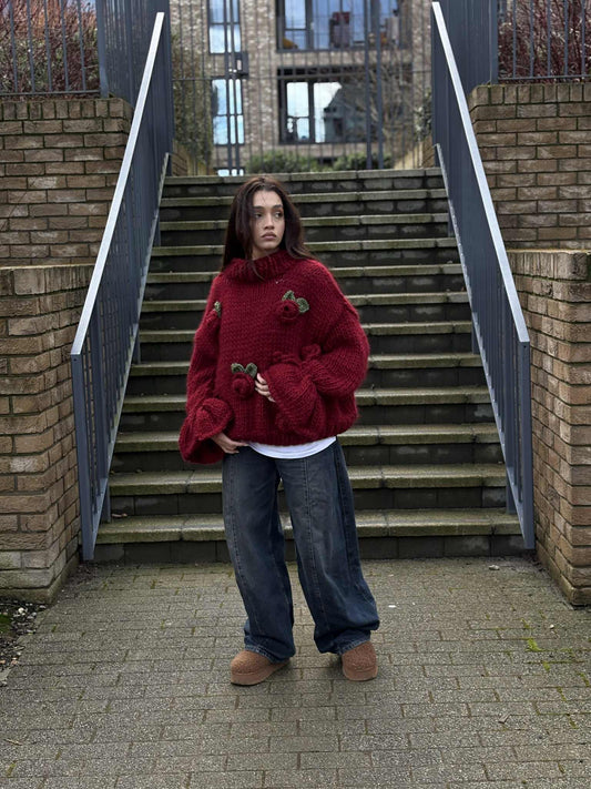 Call Me Rose | Burgundy Knit Sweater