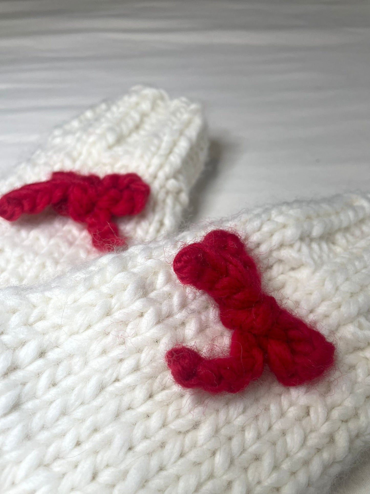 Knitted Wool Gloves- WHITE