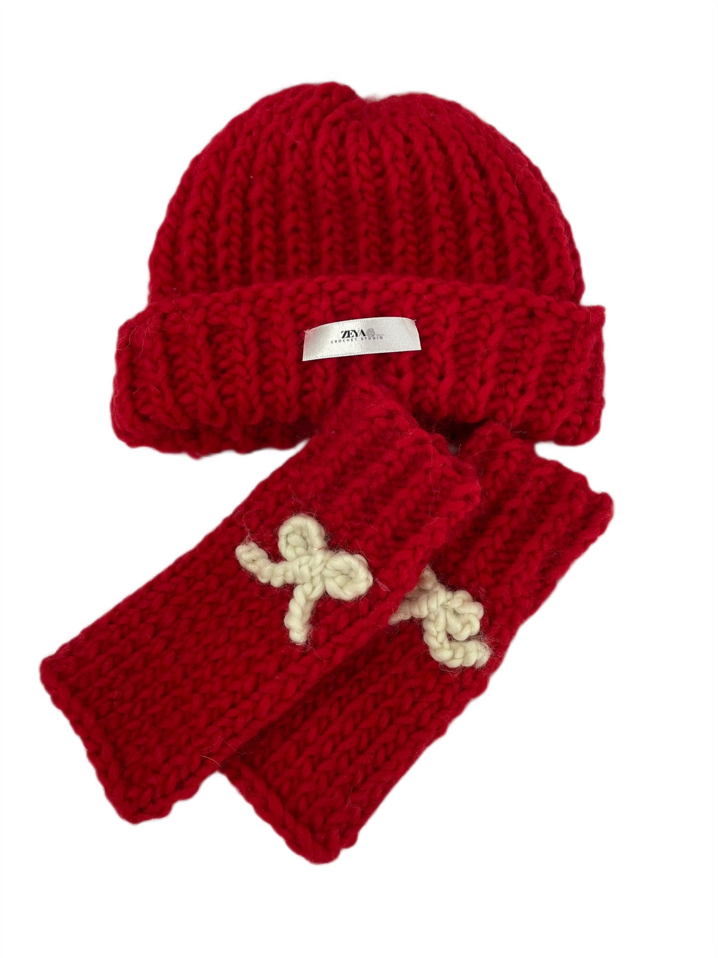 Knitted Wool Beanie - RED