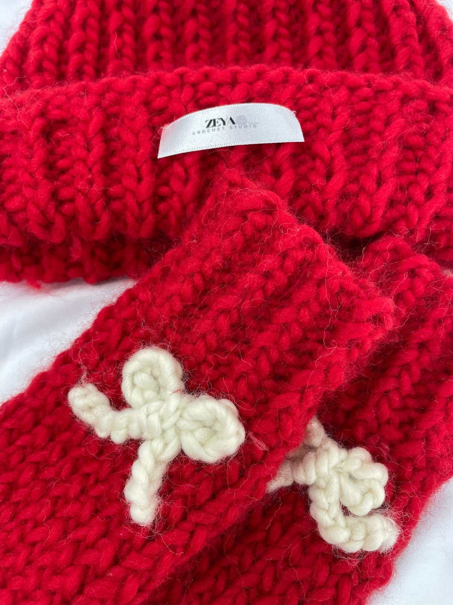 Knitted Wool Beanie and Gloves SET - RED