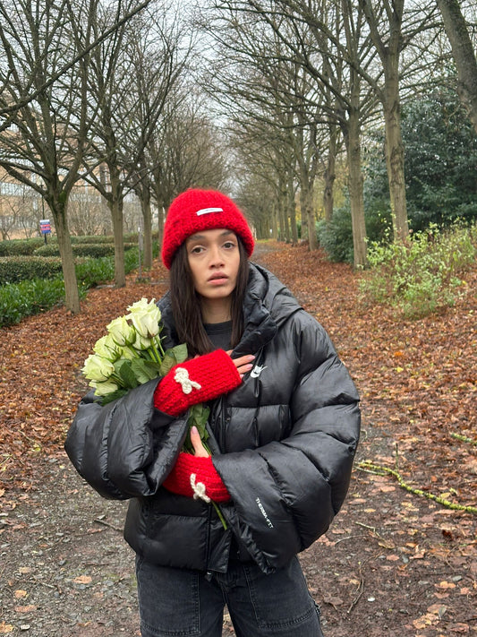 Knitted Wool Beanie - RED